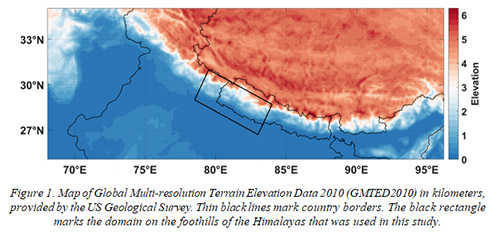 Aerosols in Indo-Gangetic Plain enhanced high rainfall near the Himalayan foothills
