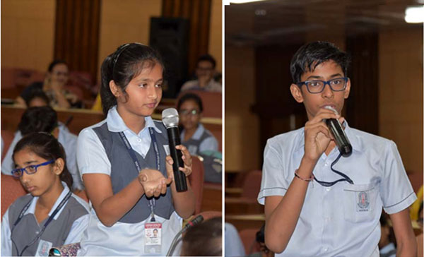 Students of Chinmaya Vidyalaya, New Delhi,  posing questions during an Interactive Session with Dr. Malini Balakrishnan, Senior Fellow (TER), New Delhi